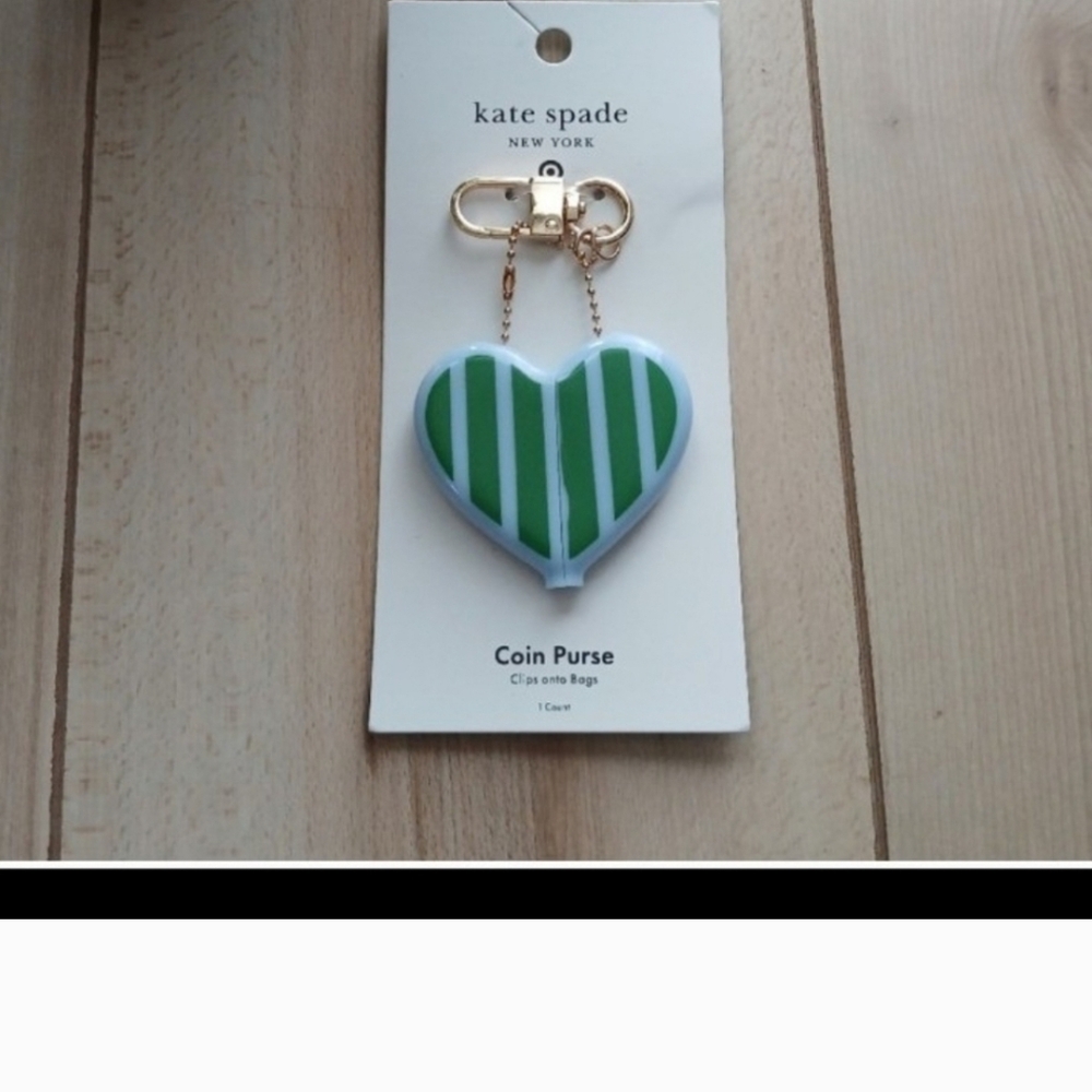 Kate Spade Green and White Heart Coin Purse
